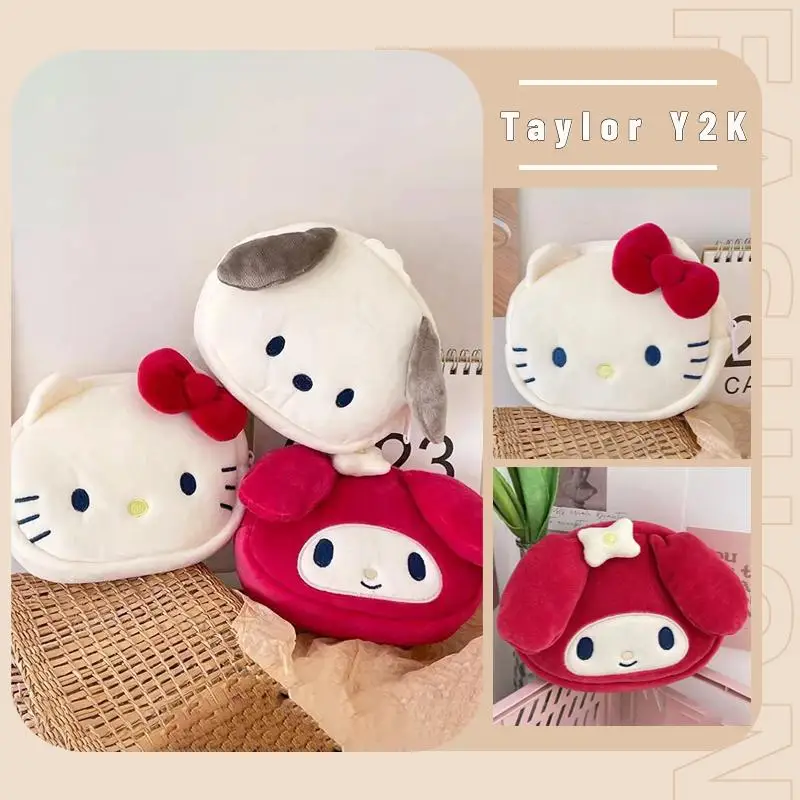 

Sanrio Hello Kitty Plush Wallet Cartoon My Melody Pachacco Earphone Storage Bag Versatile JK Lorita Kawaii Makeup Bag Y2K Girls
