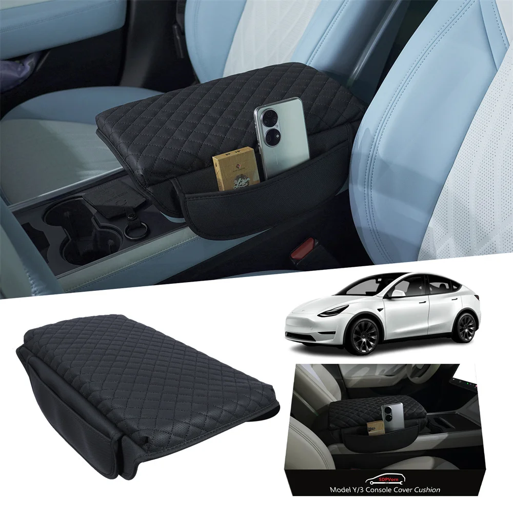 

Cosole Cover Cusion Fit For Model 3 Model Y 2021 2022 2023 Storaged Box Cover Auto Interior Accessories