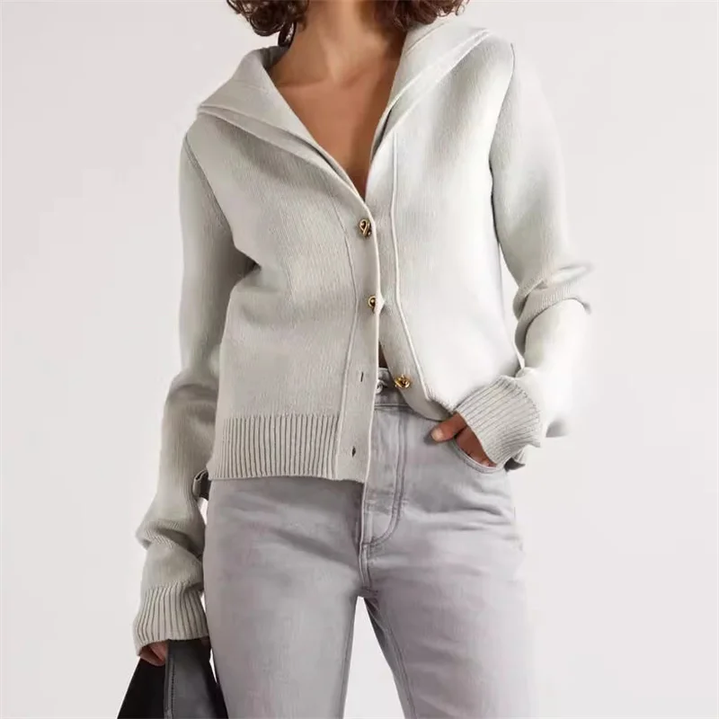 Кардиган для женщин 2024 осенний новый свитер однобортный тонкий женский топ с