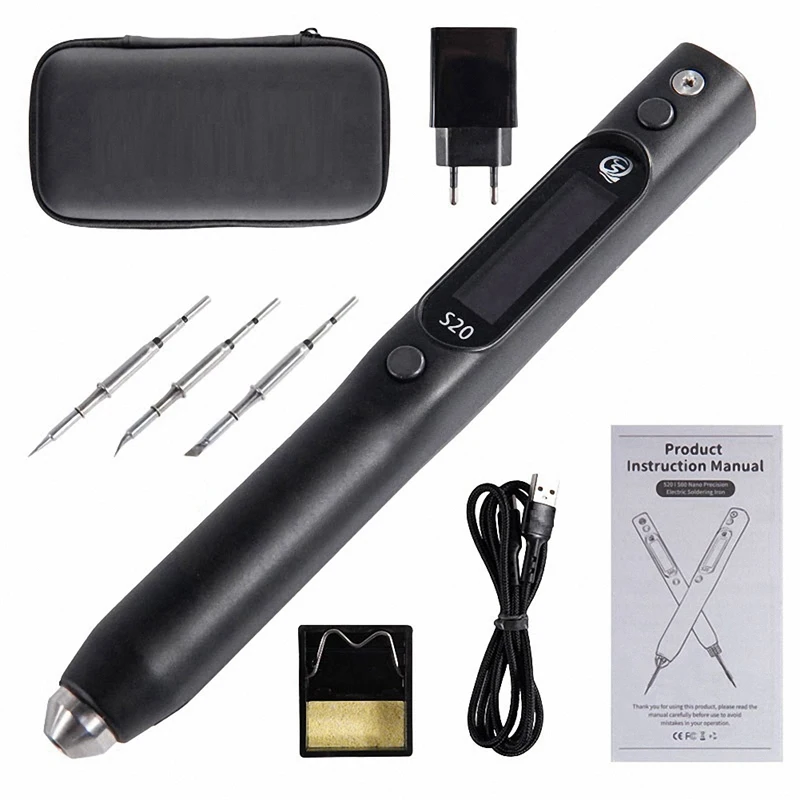 

0.91 Inch Electric Soldering Iron OLED 50℃-500℃ Electric Soldering Iron Compatible C115 Soldering Head EU Plug