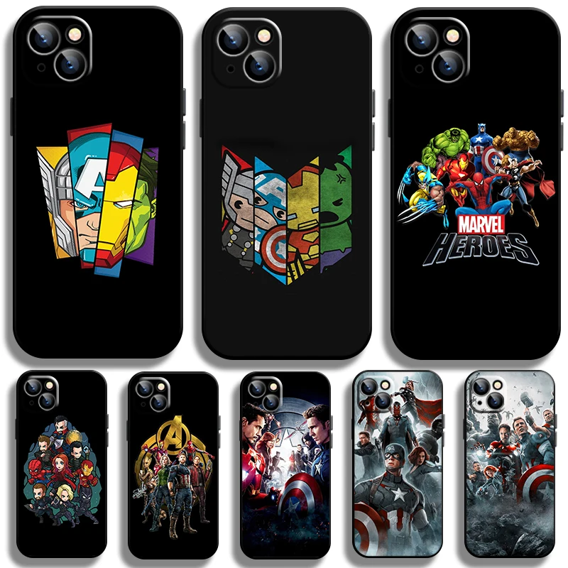 

Marvel Avengers Super Hero Case For Apple iPhone 14 13 12 11 Pro Max Mini XS Max X XR 7 8 Plus SE2020 TPU Black Phone Cover Core