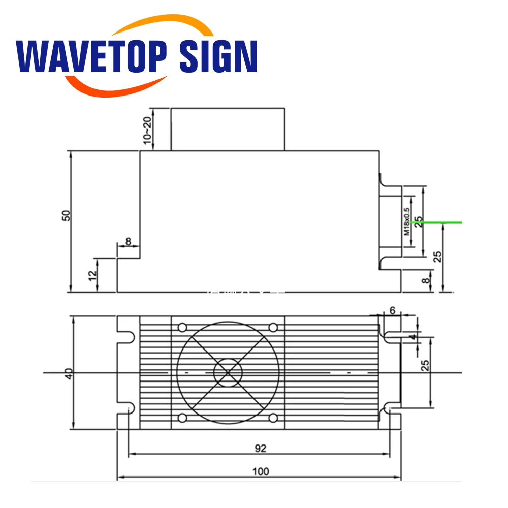 WaveTopSign 532nm 100mW 1064nm Цифровой дисплей Регулируемый лазерный модуль TEM00 Одномодовый