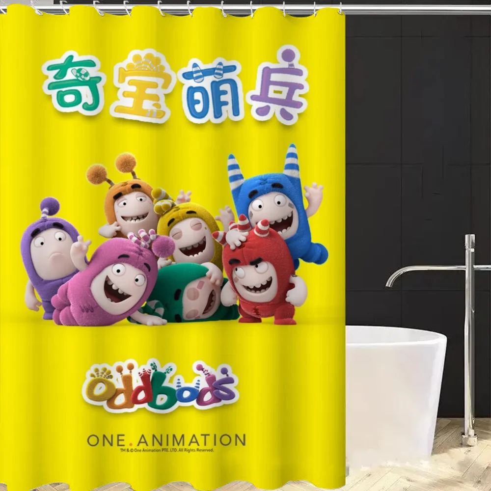 Современная стильная полиэстеровая занавеска для душа Oddbods с пейзажным рисунком