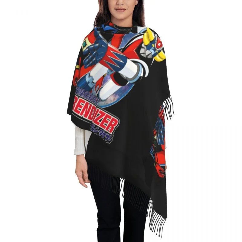

Grendizer And Actarus Tassel Scarf Women Soft UFO Robot Goldrake Shawl Wrap Lady Winter Scarves