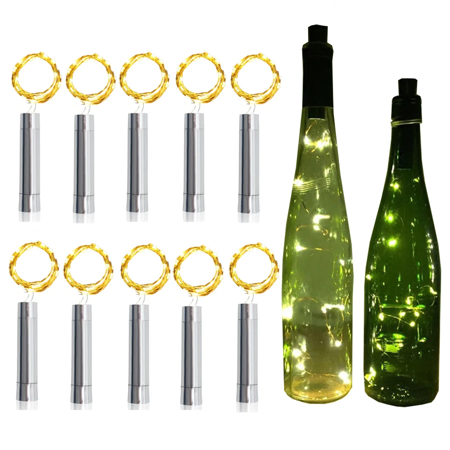 

10Pack Cork Shape Bottle Light 2M 20 LED AA Battery Powered Wine Bottle Light DIY Christmas Fairy Light For Wedding Party Decor