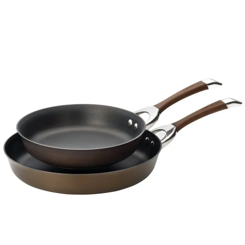 

Chocolate Brown High-Quality 2-Piece Hard Anodized Nonstick Induction Frying Pan Set - Perfect For Your Kitchen Cooking Needs!