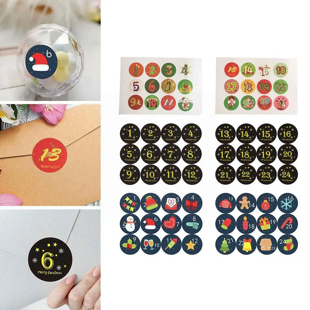 

Наклейки с цифрами на Рождество, подарок, наклейки, подарок, Адвент, многофункциональные, «сделай сам», календарь, фотоупаковка V2B6