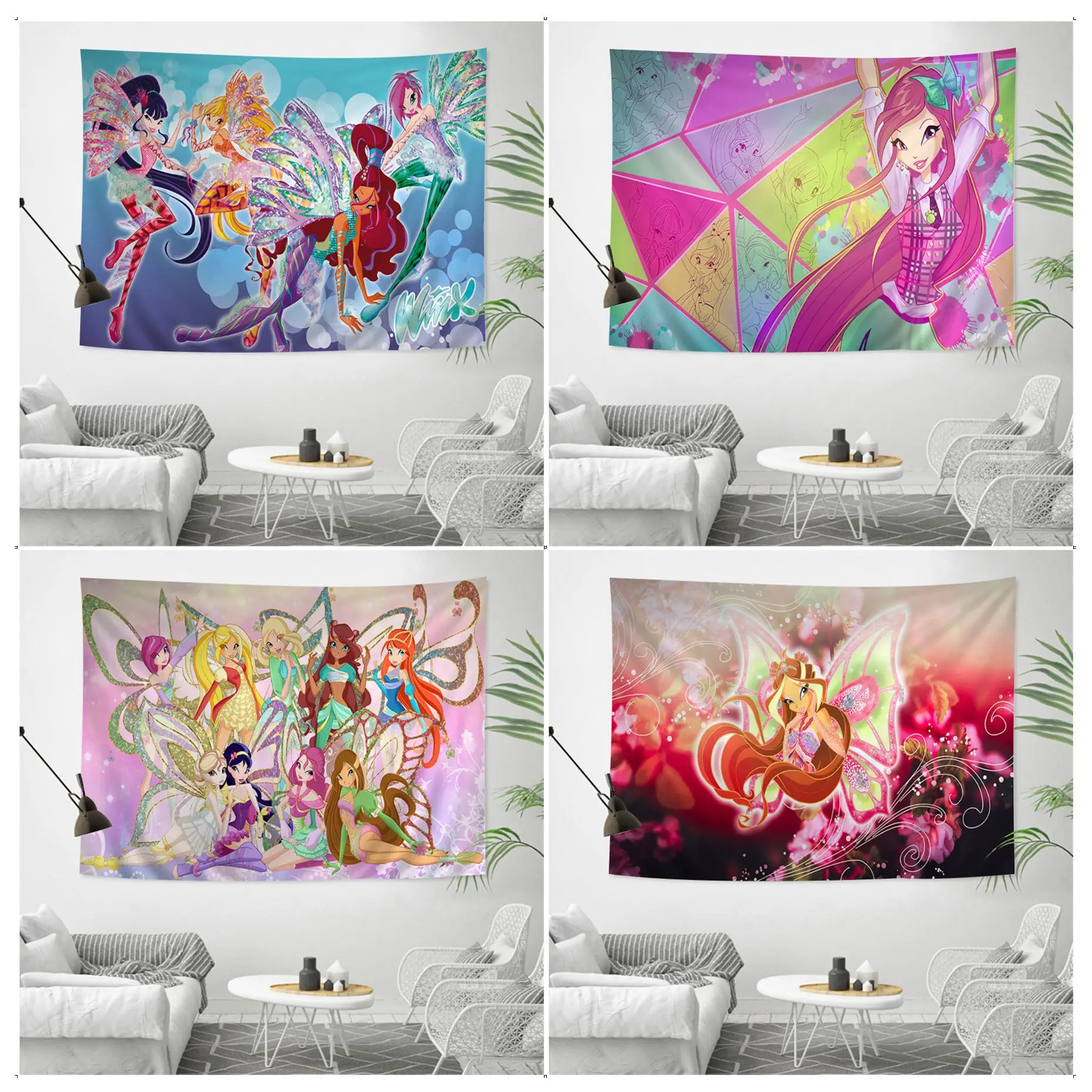 

Girl Winx Clubs Hippie Wall Hanging Tapestries Indian Buddha Wall Decoration Witchcraft Bohemian Hippie Home Decor