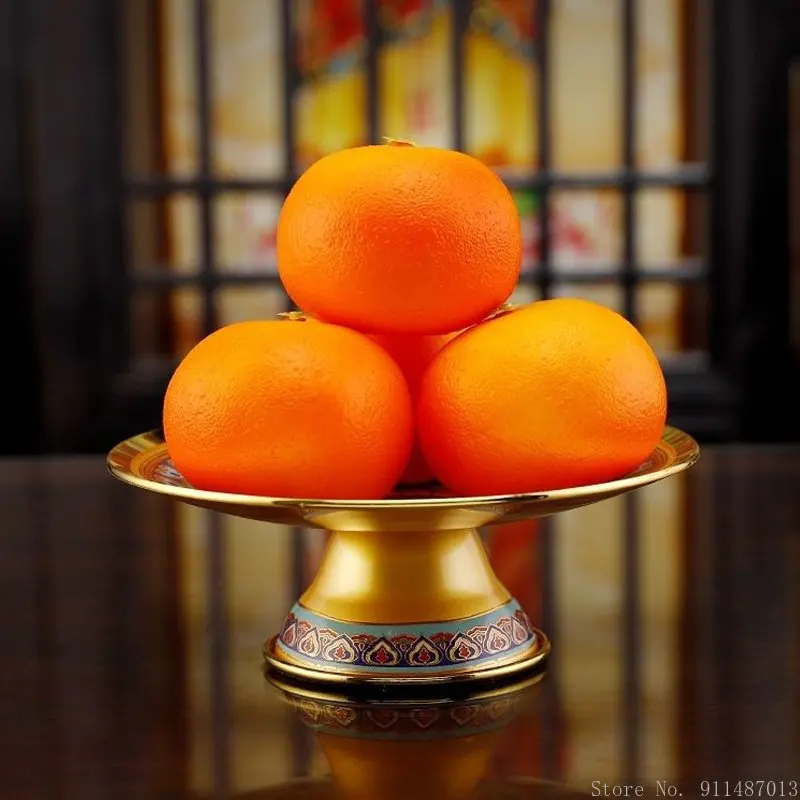 1 шт. Китайский медный сплав эмалированный Лотос цветок предлагающий поднос