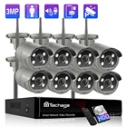 Беспроводная система видеонаблюдения Techage, 8 каналов, 3 Мп, Wi-Fi, IP-камера, камера видеонаблюдения, комплект камер с двусторонней аудиосвязью, обнаружение людей