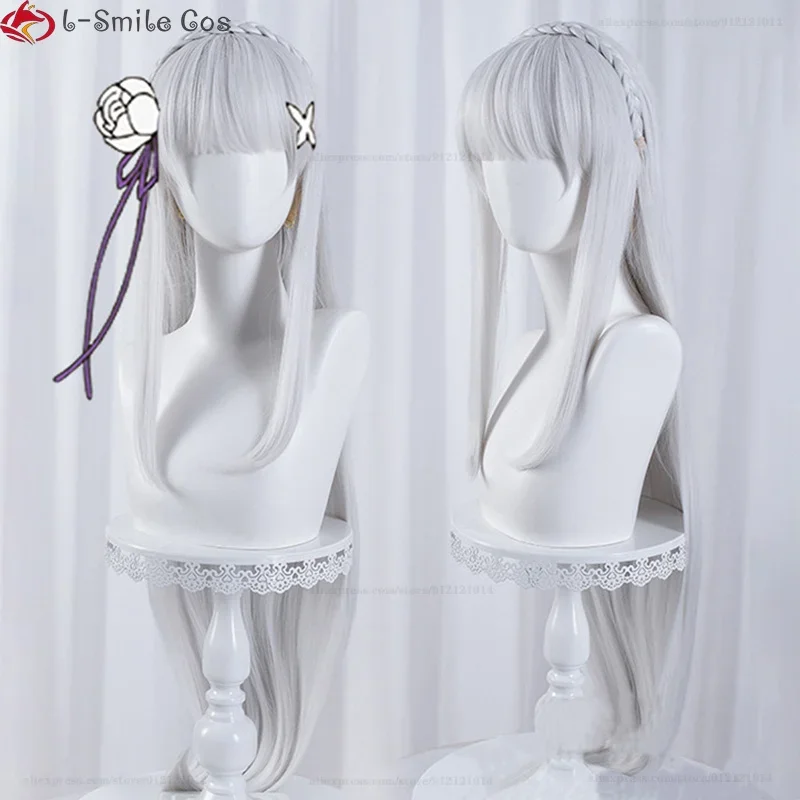 Аниме Re: Life in a Different World from Zero Emilia Косплей Парик Длинные серебристо-белые