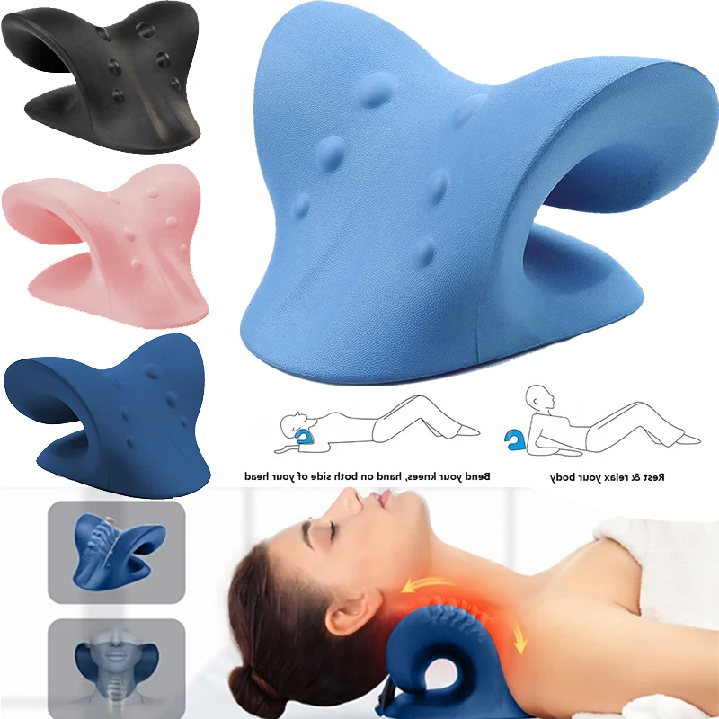 

Neck Shoulder Stretcher Relaxer Cervical Chiropractic Traction Device Massage Pillow for Pain Relief Cervical Spine Alignment