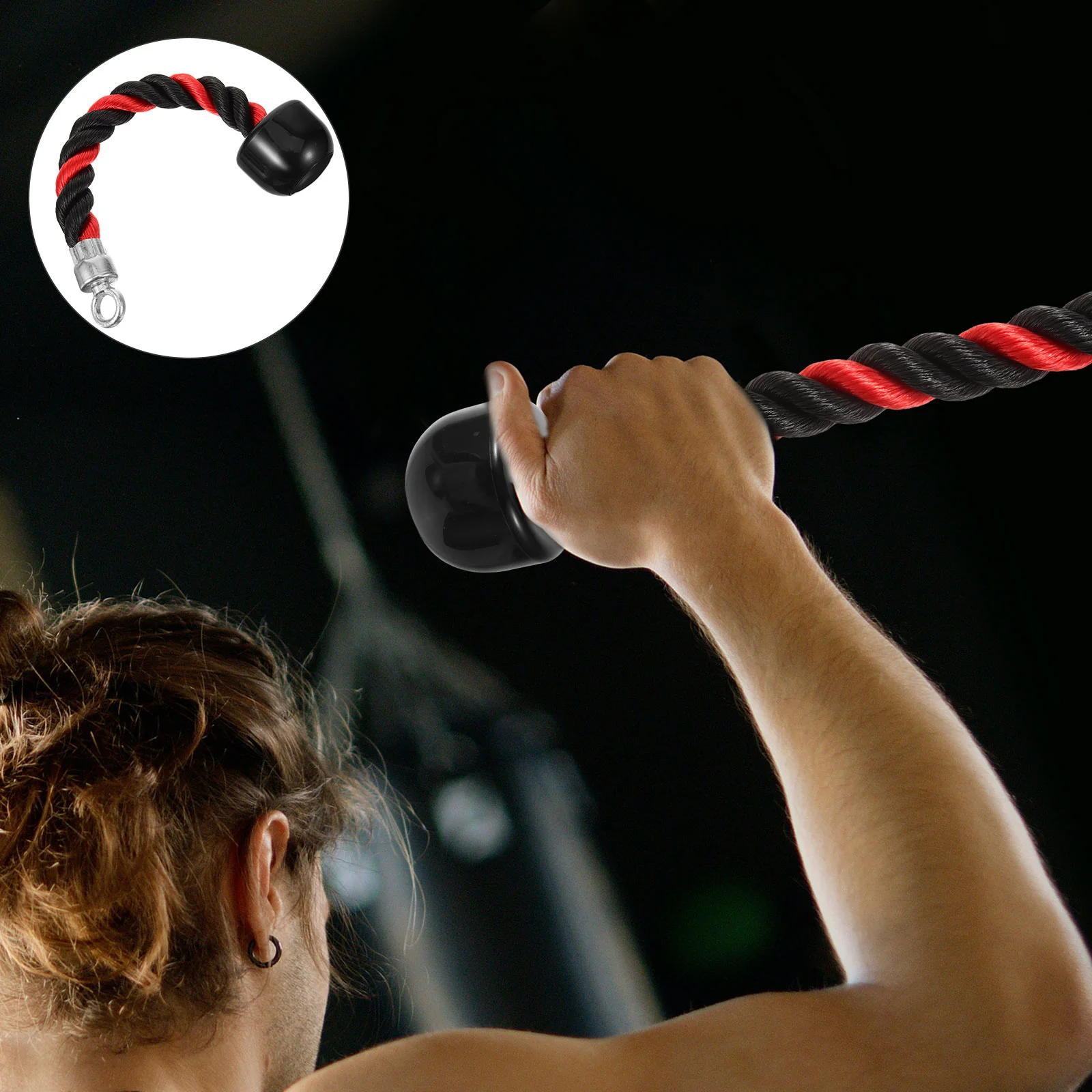 

Double Head Single End Rope Fitness Cable Attachment Nylon Tricep Strength Exerciser