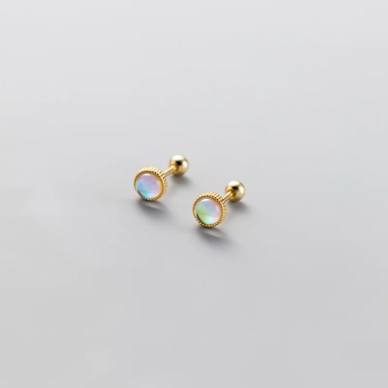 

Silver Simple Geometric Thread Light Bead Stud Earrings for Women Japanese and Korean Style round Pleated Earrings