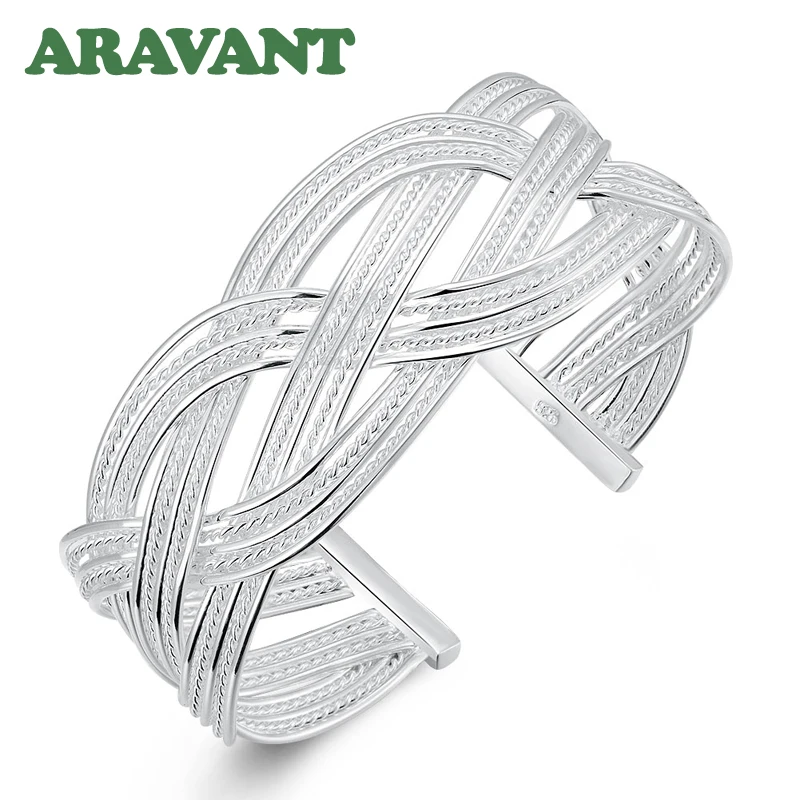 925 серебряный плетеный браслет для женщин модные ювелирные изделия