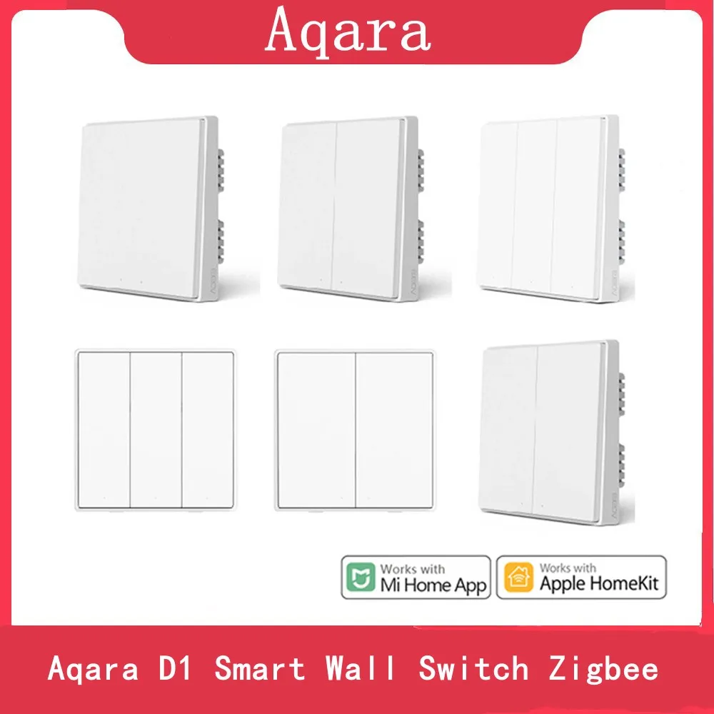 Aqara D1 Smart Wall Switch Zigbee Wireless Remote Control Key Light Switch Neutral Fire Wire Triple Button For Mijia Smart Home