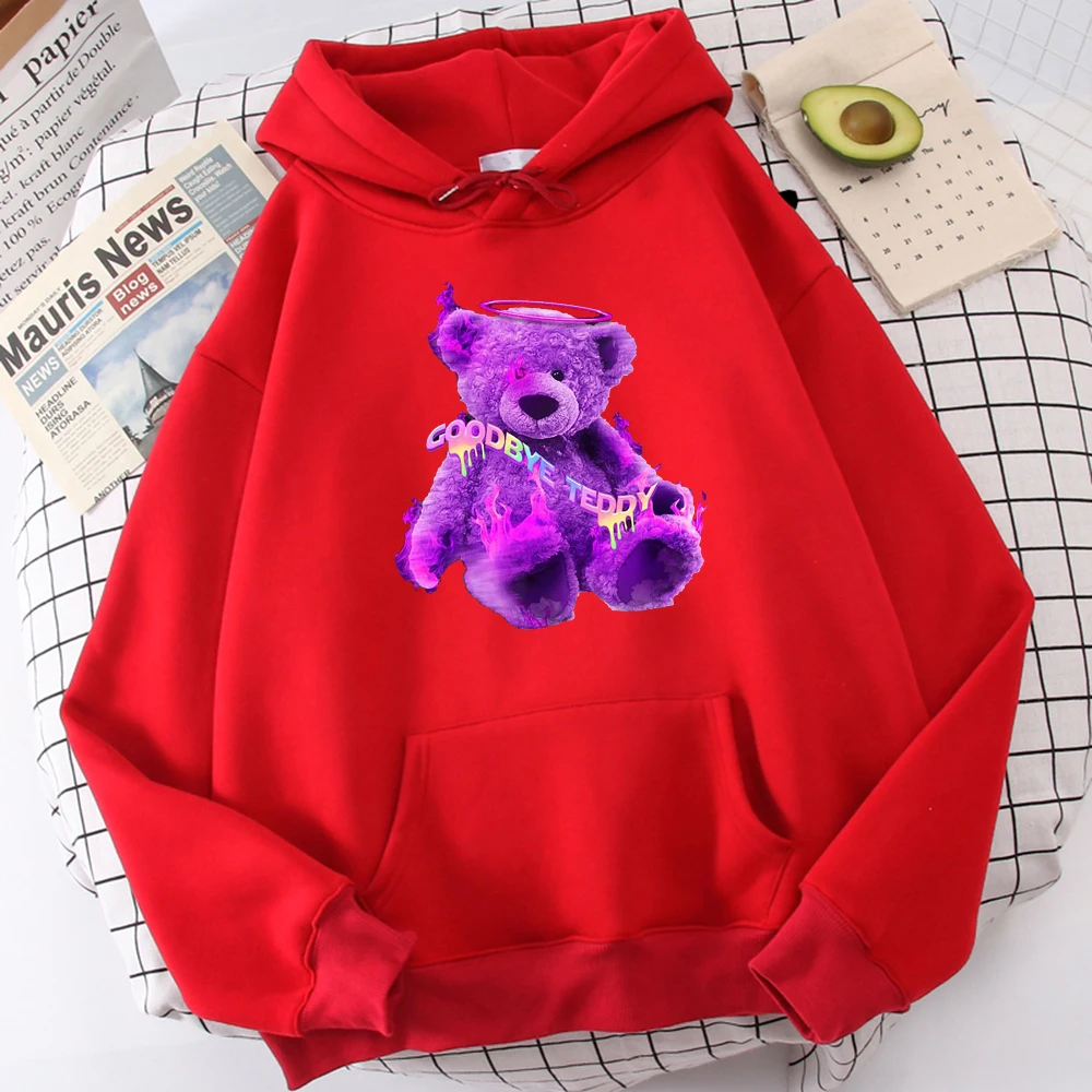 

Goodbye Teddy Bear Kawaii Y2K Style Hoodies Mens Classical Soft Sweatshirt Unique O-Neck Top Versatile Oversized Hoodie For Men