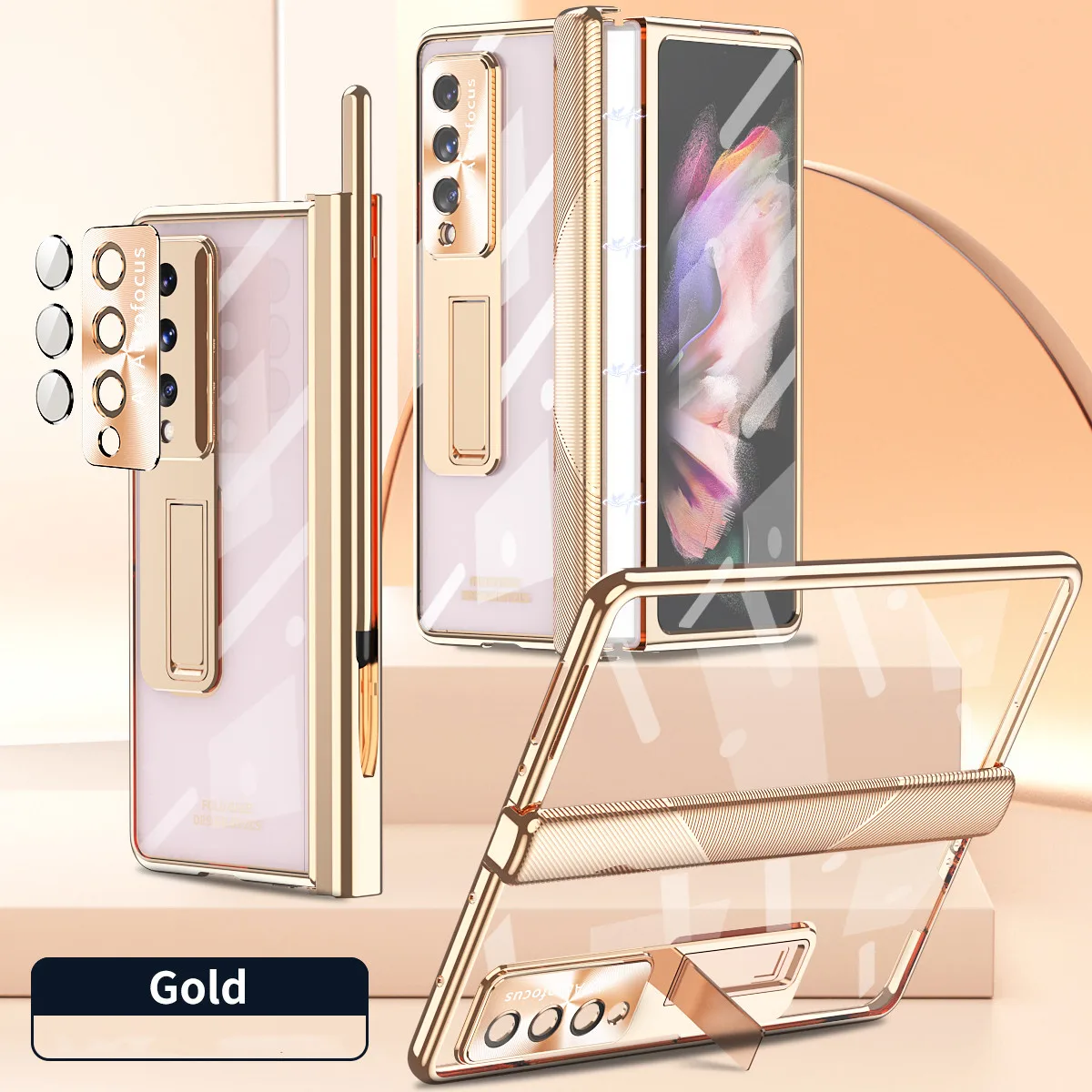 

Полноразмерный прочный защитный чехол для Samsung Galaxy Z, Складывающийся на 4 звена, Складывающийся на 3 звена, защитный чехол из закаленного стекла Fold3 с подставкой