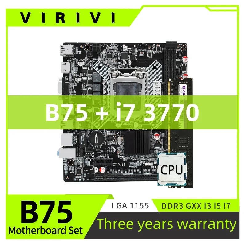 

Комплект материнской платы VIRIVI B75 DDR3 с процессором i7 3770 LGA1155 * 1 совместимая память DDR3 для настольного компьютера