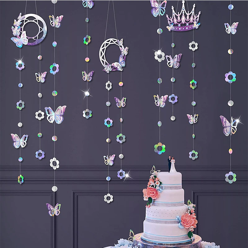 

Переливающаяся фиолетовая бабочка цветок гирлянды Лаванда сиреневый свадебный фон украшения для дня рождения детский праздник товары для вечерние ринки