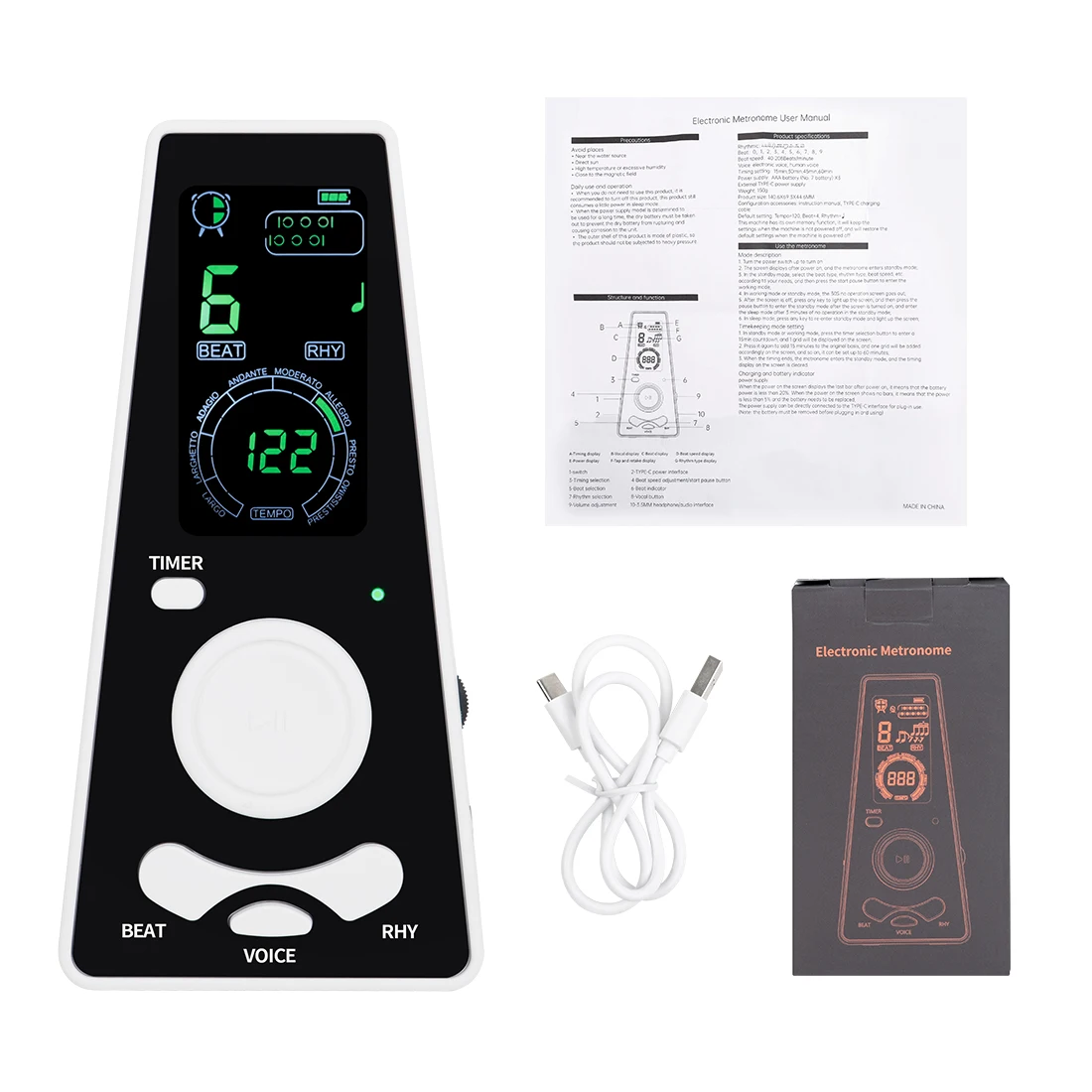 Цифровой метроном для фортепиано гитары скрипки инструмента громкости скорости