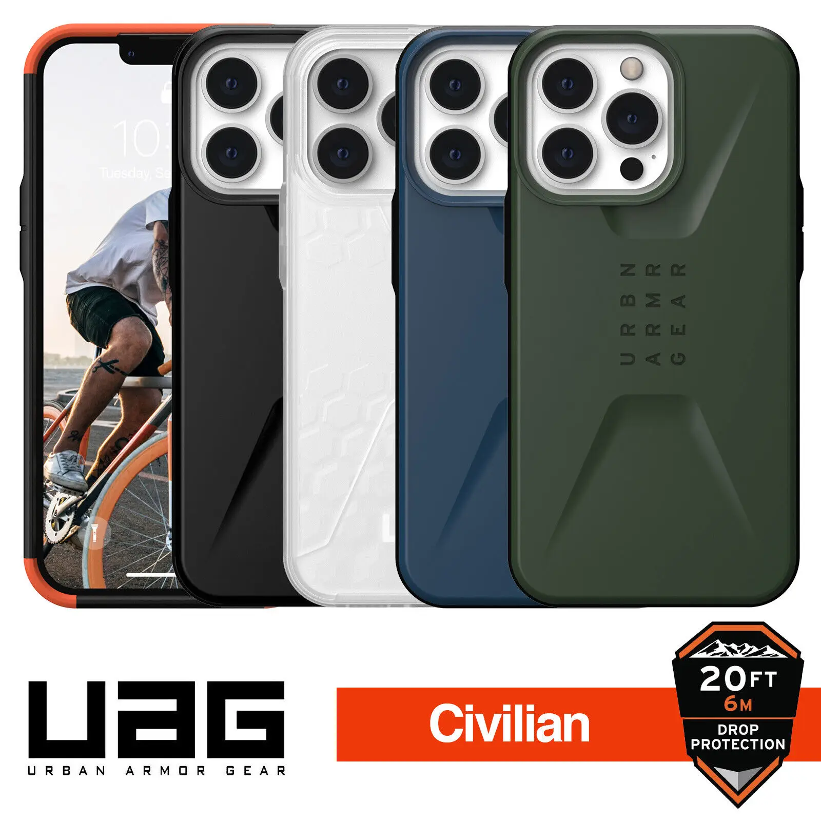 

Original Urban Armor Gear (UAG) Civilian Tough Rear Case for Apple iPhone 13 Pro/13/13 mini/13 Pro Max Silicone cover