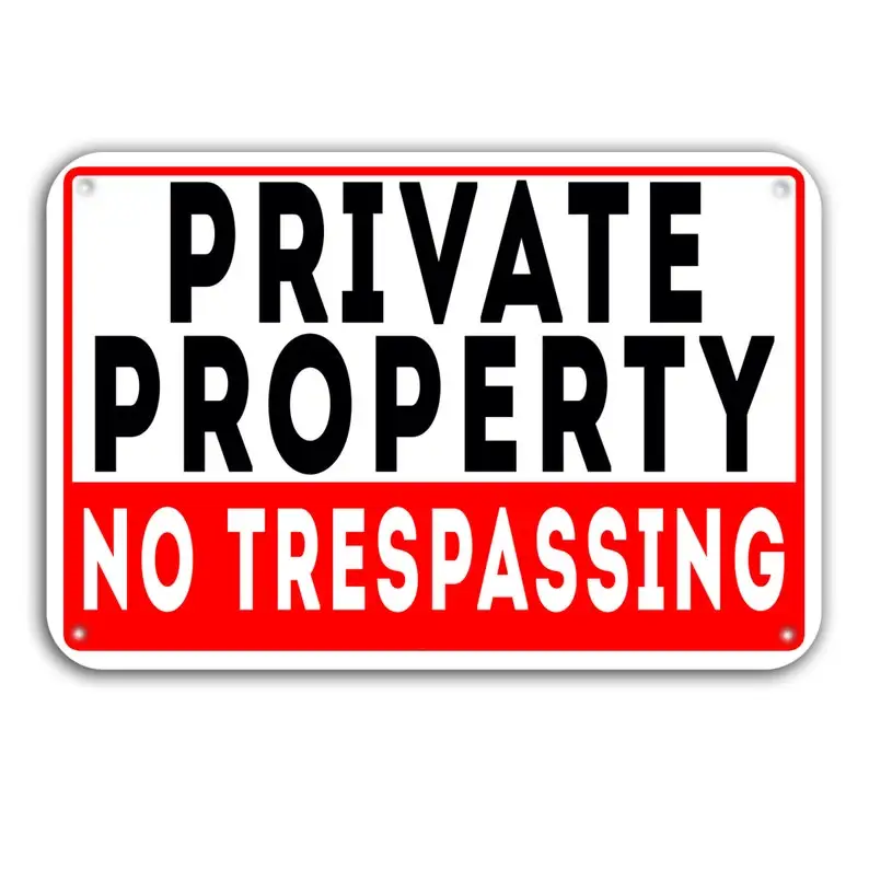 

Private Property No Trespassing Metal Signs Pack 18"x12" - Waterproof, Pre-Drilled Holes, Rounded Corners, Rust-Free Aluminum, M