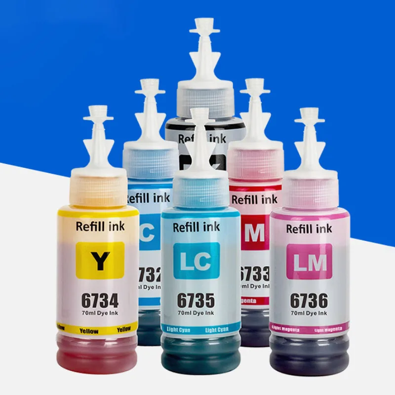 

1pc 70ml 673 Refillable Dye Ink Print Inkjet Cartridges Supplies For Epson EcoTank L850 L810 L805 L800 L1800 T6731 T6736 Printer