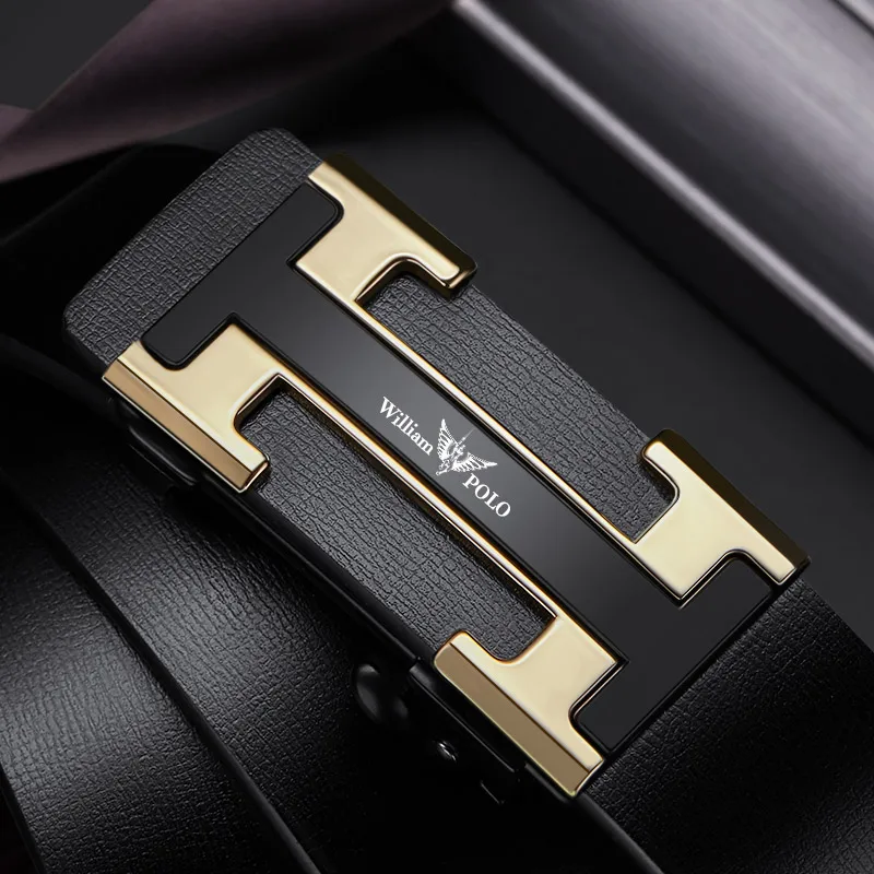 New Style Men's Leather Fallow Smooth Belt Casual Fashion Automatic Buckle  Belt For Men Free Shipping Gift Box WILLIAMPOLO TOP
