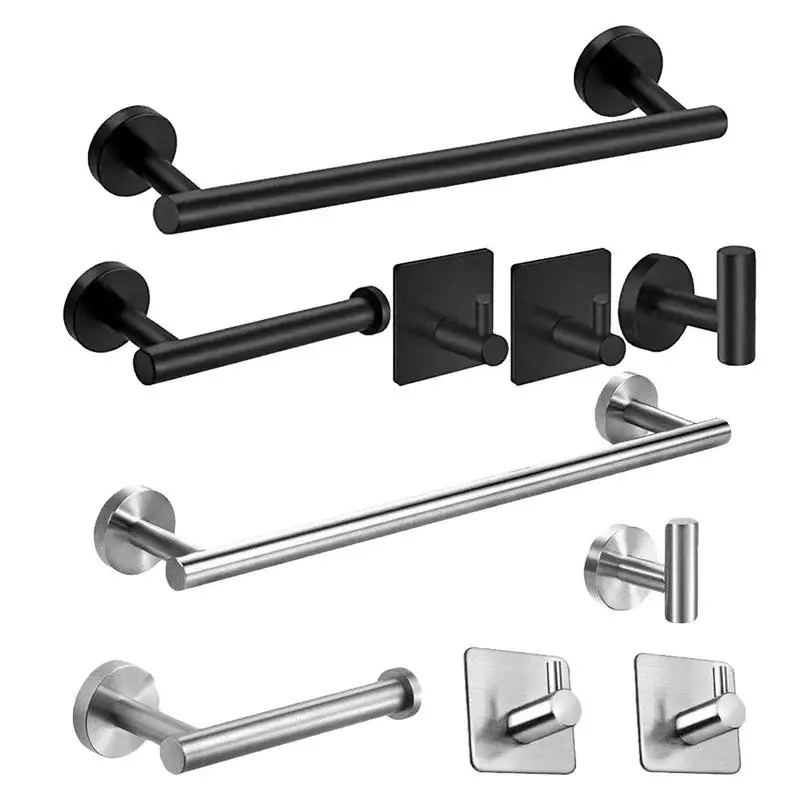 

Bathroom Accessory Set Stainless Steel Bath Set Including Hand Towel Bars Toilet Paper Holders Hooks Bathroom Hardware Gadgets