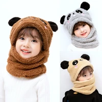 1pc winter children hat cute cartoon fleece warm hat scarf for girls boys thicken cap newborn photography baby stuff