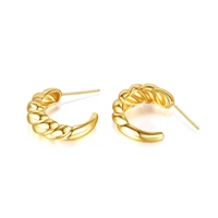 jewelry personality trend horn twist c shaped earring hip hop light luxury new copper stud earrings