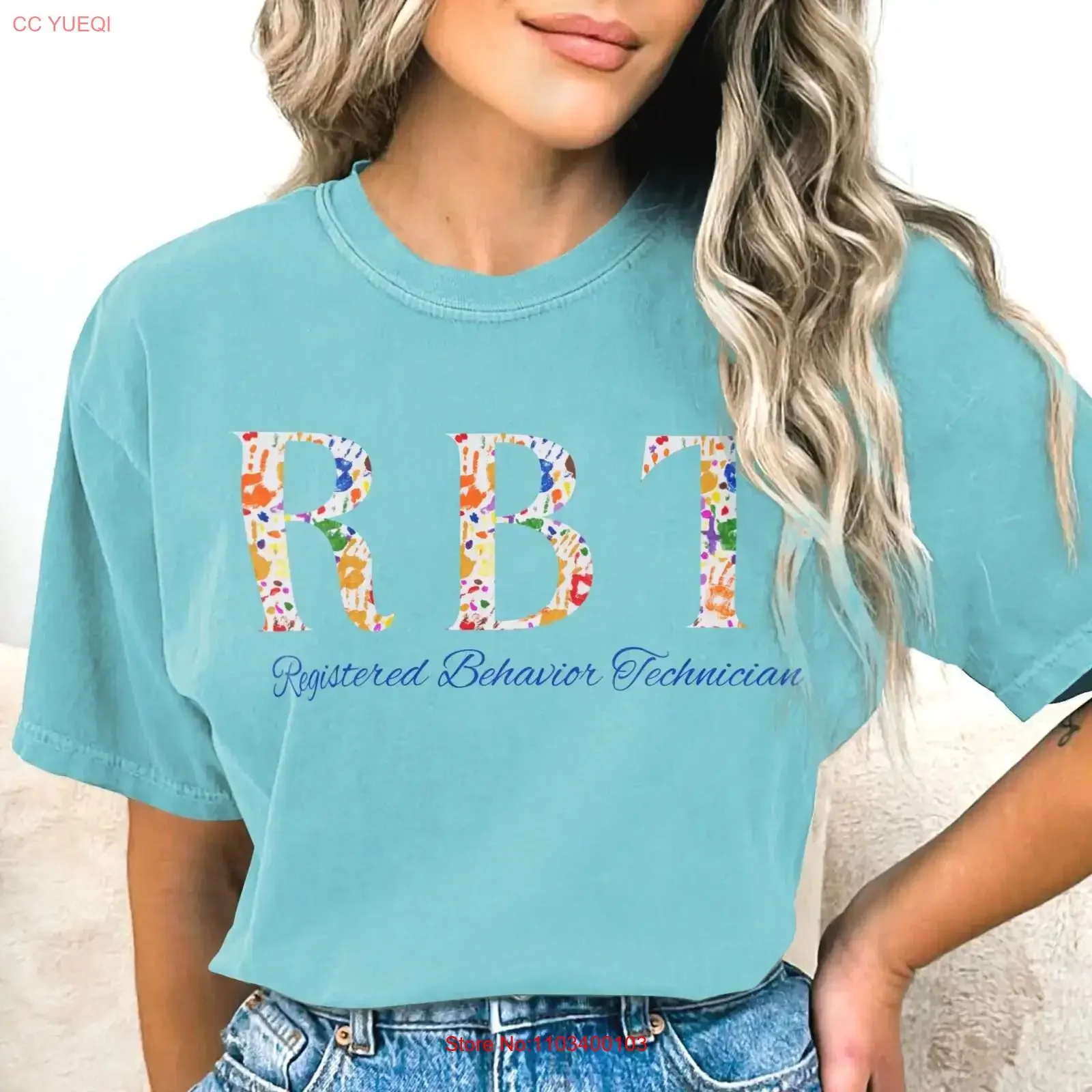 Фото Футболка или толстовка с принтом Colorful Splash Text от Registered Behavior Technician RBT, винтажная, в стиле streetwear, дизайнерская одежда с графическим рисунком. №1