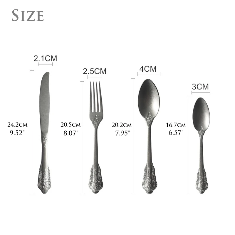 

Набор столовых приборов из нержавеющей стали, рельефная резьба, старинный стиль