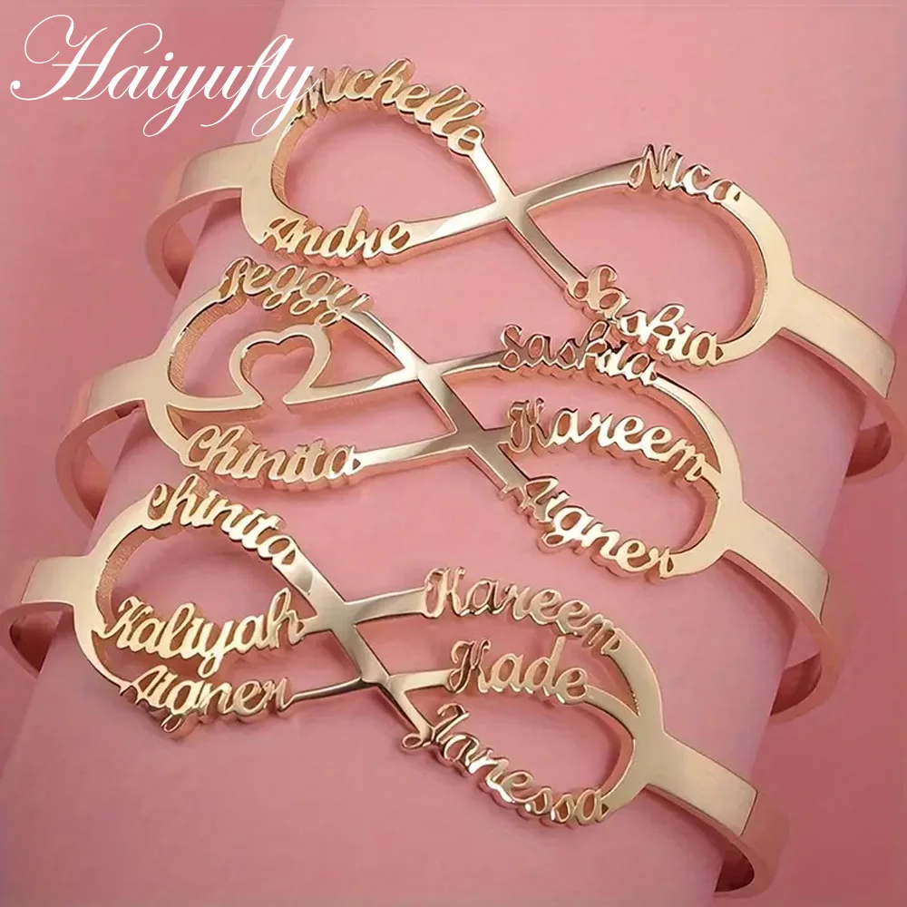 Haiyufly браслет из нержавеющей стали шириной 3 мм с индивидуальным именем