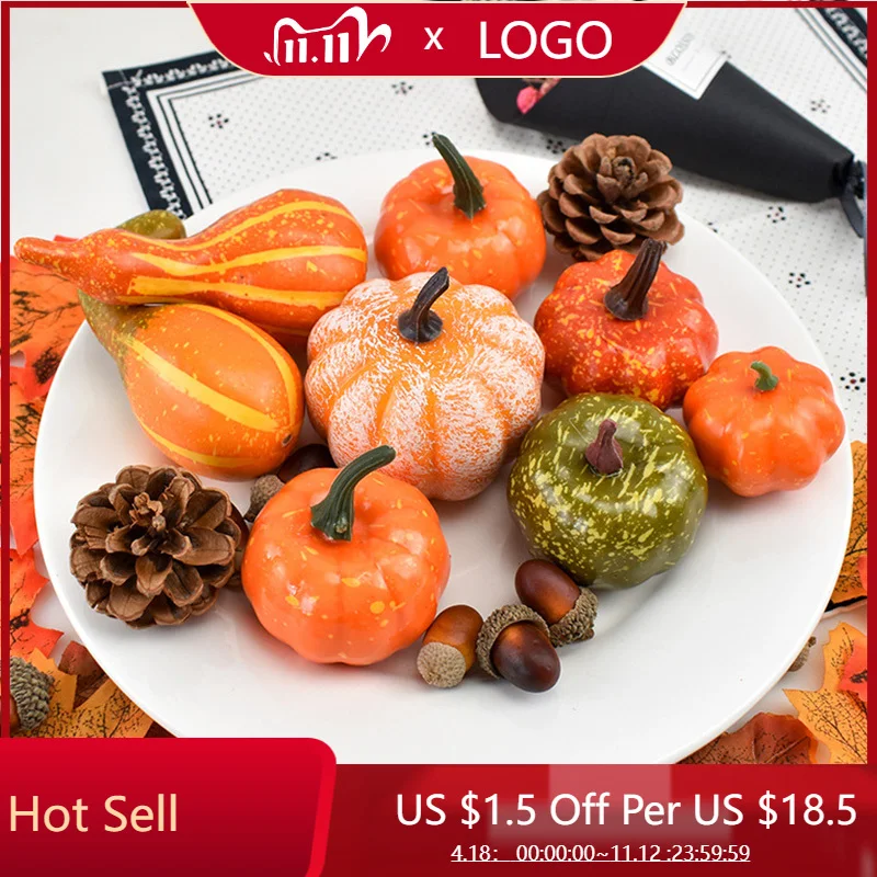

50 шт. Мини искусственная тыква, искусственная тыква, тыква, желудь, ягоды, кленовый лист, Хэллоуин, украшение для дома, реквизит для Хэллоуина...