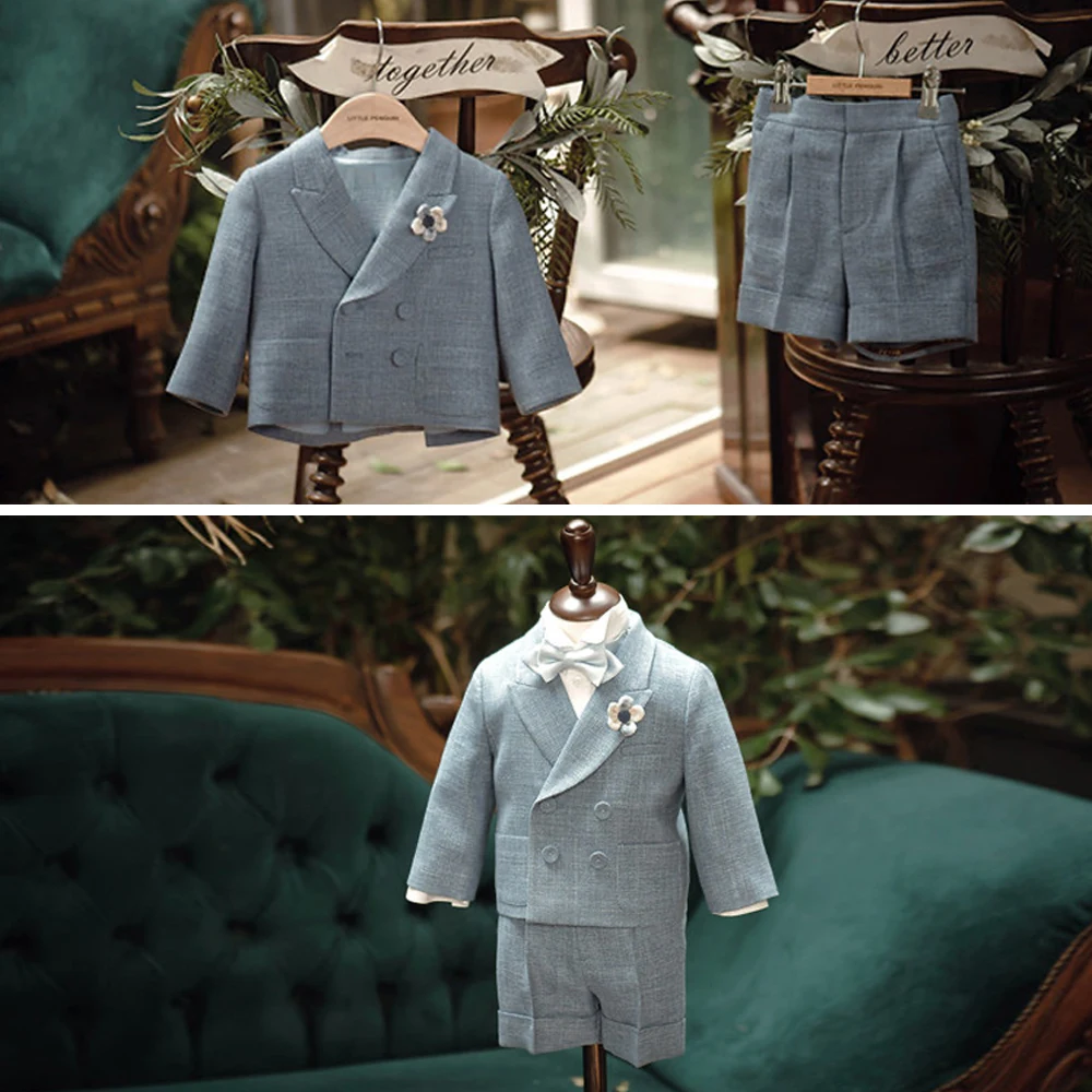 Костюм для маленьких мальчиков 1 год платье на день рождения Детские комплекты