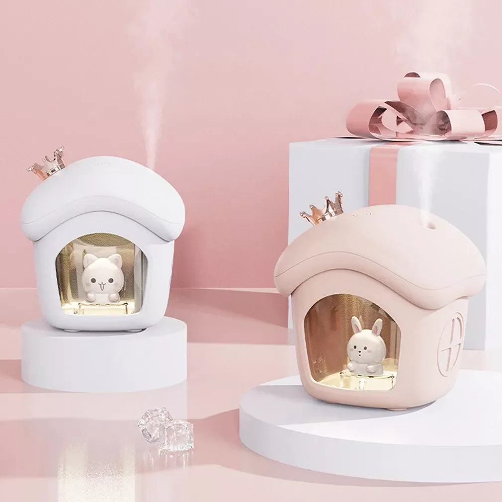 

NEW2023 Crown House Air Humidifier Portable Aroma Diffuser 350ML Mist Maker Rechargeable Humidifier With Lamp Light
