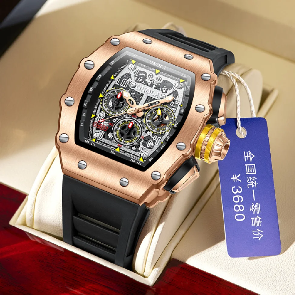 ONOLA Watches Mens 2021 Top Brand Men Luxury Watch Multifunctional Sports Waterproof Chronograph Luminous Quartz Watches enlarge