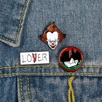 joker enamel pin lover personalized loser boat metal brooch round badge clothing bag lapel horror movie jewelry gift for friends