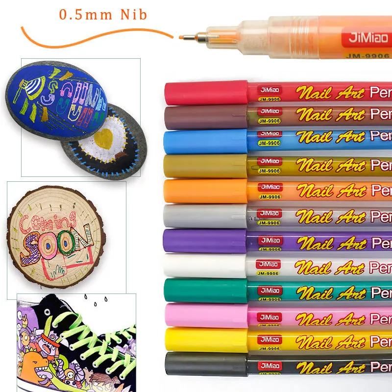 12 цветов Набор для дизайна ногтей ручка рисования граффити акриловая