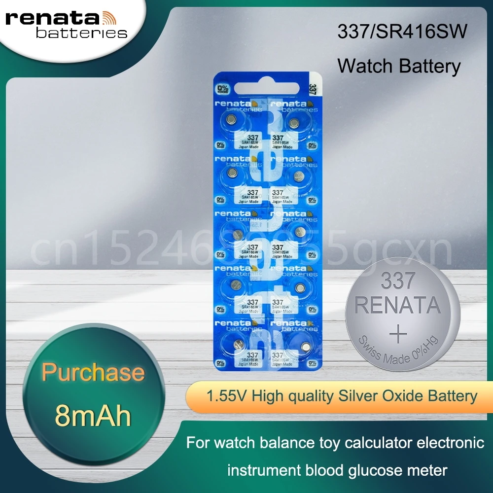 Renata 337 SR416SW AG6 LR416 337A 1,55 V серебристо-Оксидные кнопочные батареи для женских часов