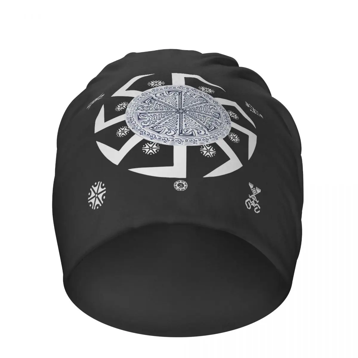 

Kolovrat Beanies Pullover Cap Adult Thick Kintting Hat Slavic Mythology Skullies Beanies Windproof Polyester Winter Racing Caps