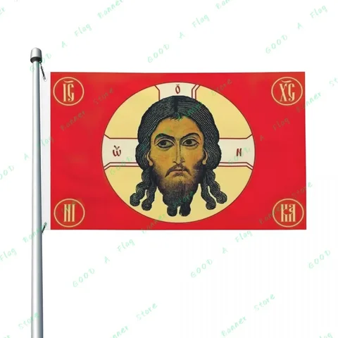 Флаг для России с изображением Иисуса Христа, веры, лица, флаг, украшение, баннер, украшение, баннер