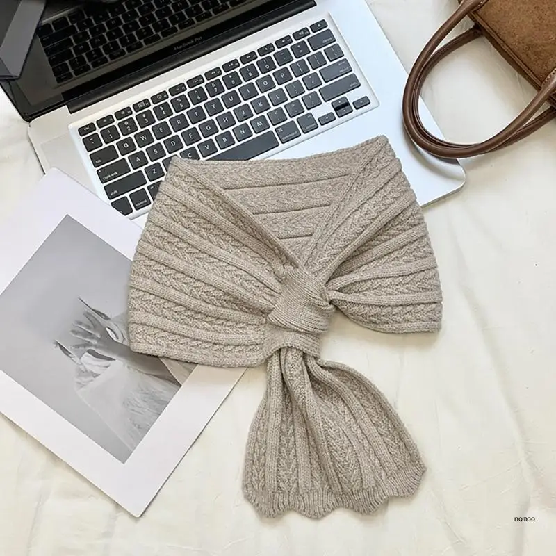 Зимний вязаный шарф унисекс мягкий теплый ребристый шейный платок однотонный