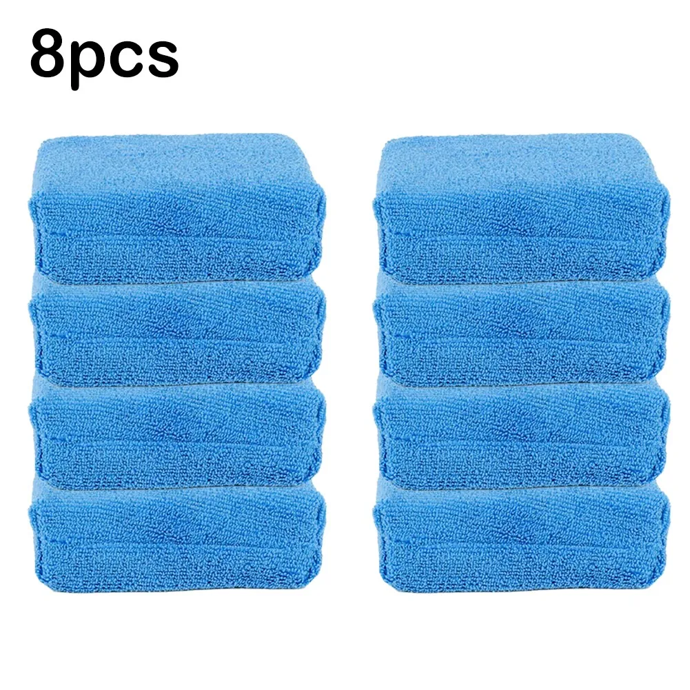 

4/8Pcs Blue Car Microfiber Applicators Sponges Cloths Microfibre Hand Wax Polishing Pad High Quality Car Cleaning Accessories