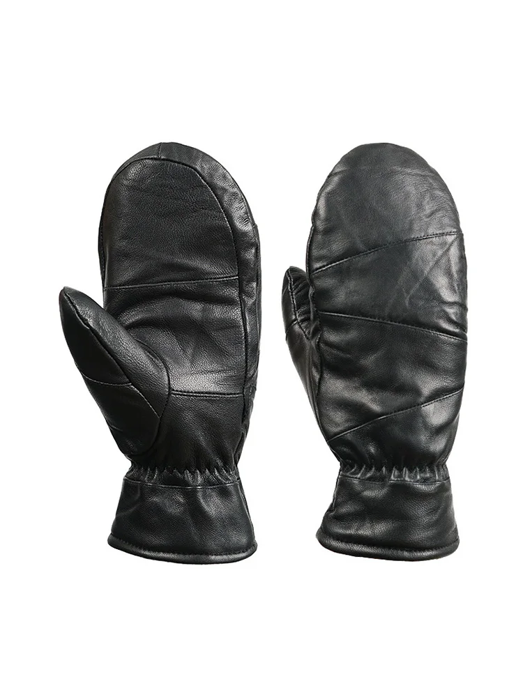 

Goatskin Gloves Genuine Leather Mitten for Men Fashion Design Women's Winter Warm Gloves Outdoor Windproof Skiing Waterproof