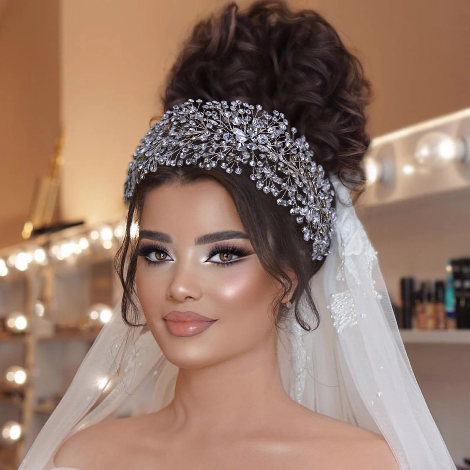 

Роскошная свадебная тиара, корона, свадебные аксессуары для волос, свадебный головной убор, серебряная повязка на голову стразы, женский го...
