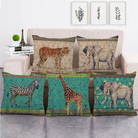 vintage palace animal body pillow elephant giraffe tiger mandala blue pillowcase sofa party living room decoration 45x45 pillows