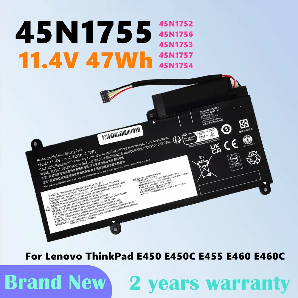 Фото Аккумулятор для ноутбука 45N1755 для Lenovo ThinkPad E450 E455 E460 E450C 45N1752 45N1756 45N1754 45N1753 45N1757 11.4V 47Wh №1